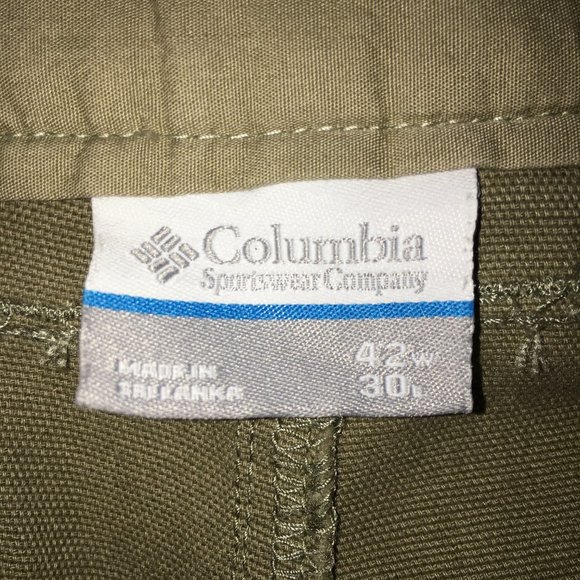 Columbia Mens 42W 30L Olive Hook & Loop Zip Pockets 100% Cotton Flat Front Pants - Picture 8 of 14